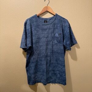 Men’s Large VANS Blue Tie Dye Acid Wash Stripe Short Sleeve Shirt with Pocket